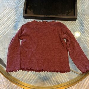 Zara 3-6month Burgundy Long Sleeve Top with Ruffle Hem